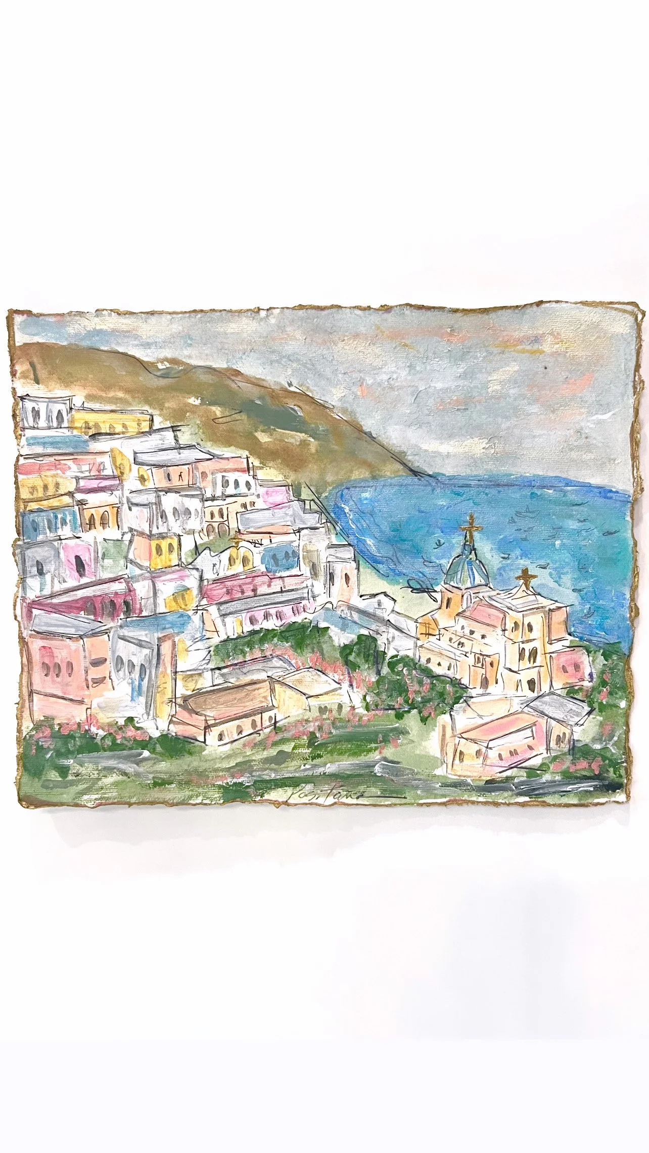 Catholic art,  Italian watercolors, Positano watercolor,Positano art, prayersontheside, Jesus art, Catholic artist, Easter art, The Catholic company