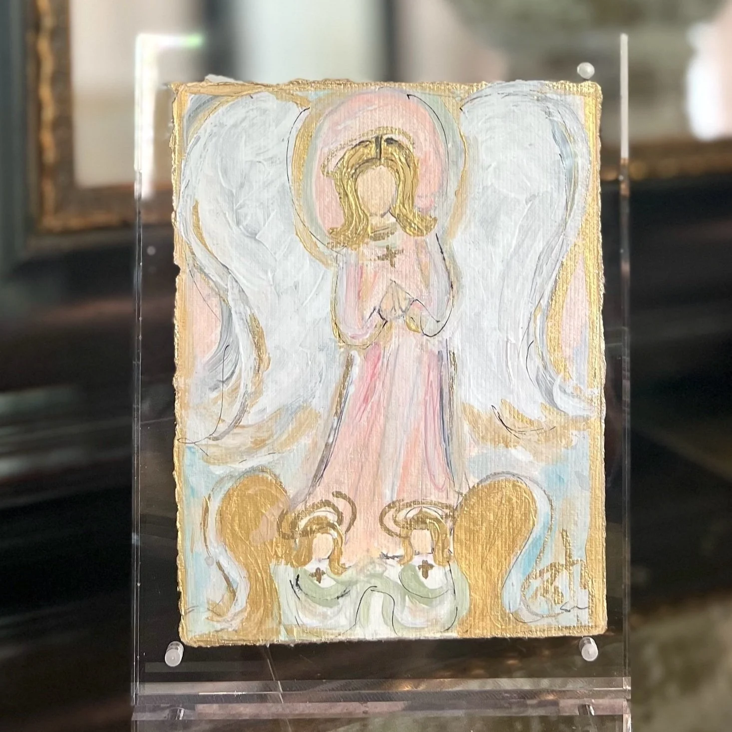 angel art, abstract angel, catholic art, modern catholic art, abstract catholic art, prayersontheside