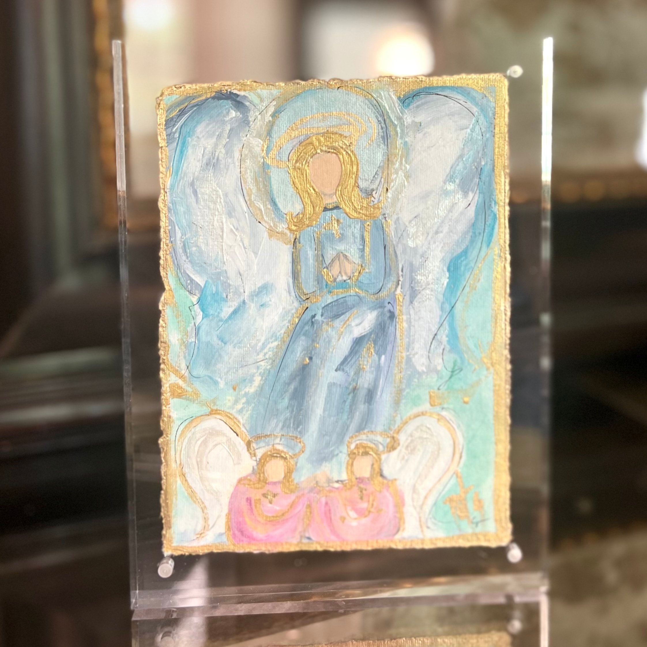 angel art, abstract angel, catholic art, modern catholic art, abstract catholic art, prayersontheside