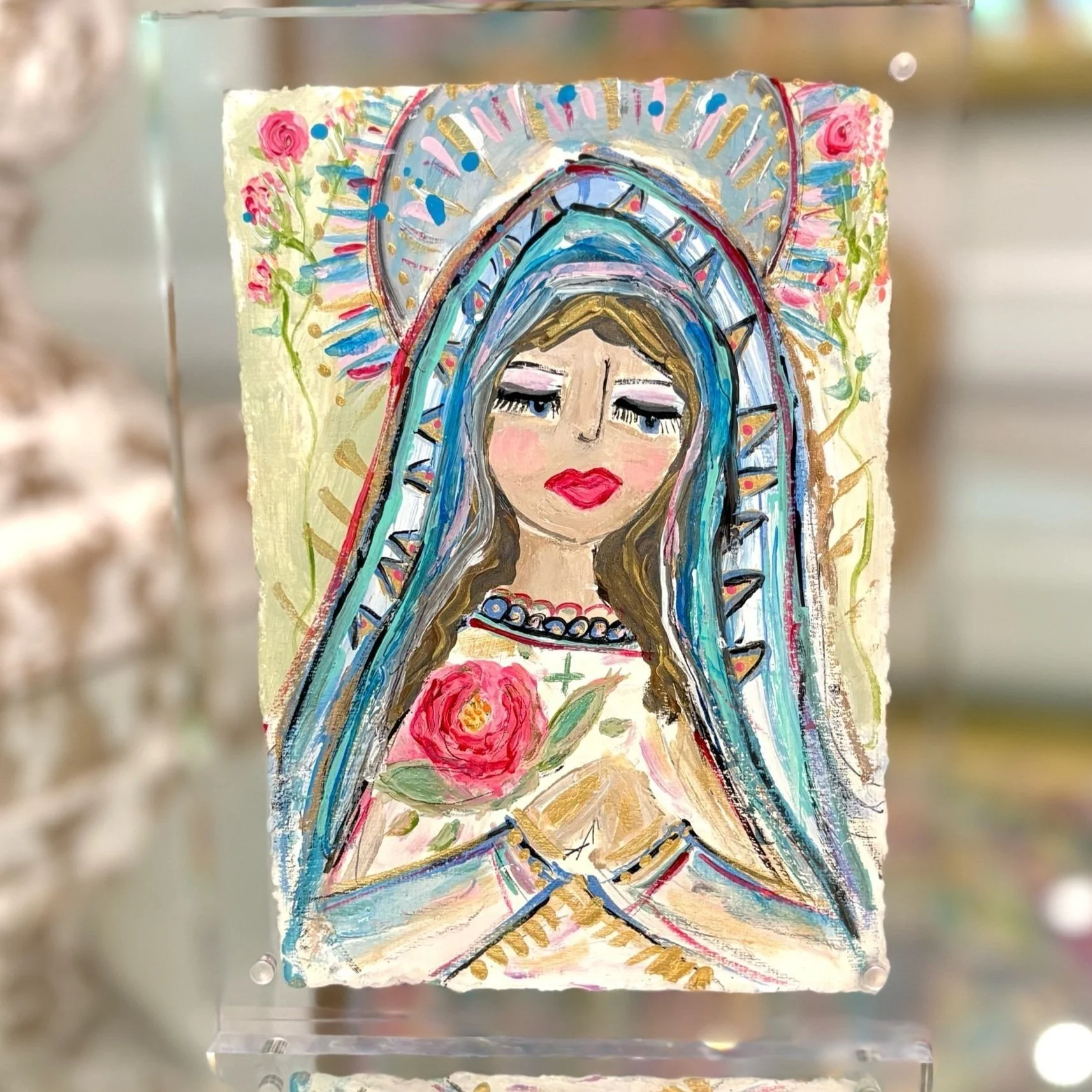 virgin mary, catholic art, catholic abstract art, prayersontheside, virgin mary art