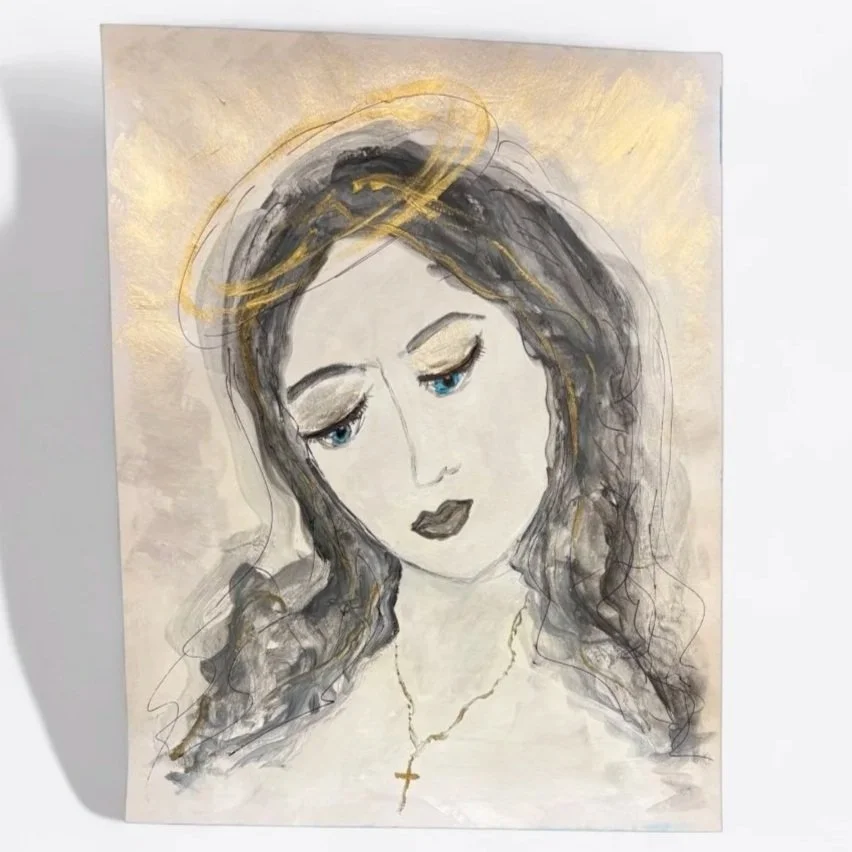 vatican, virgin mary painting, mary painting,  vatican art,  vatican painting, prayersontheside, catholic art, vatican watercolor