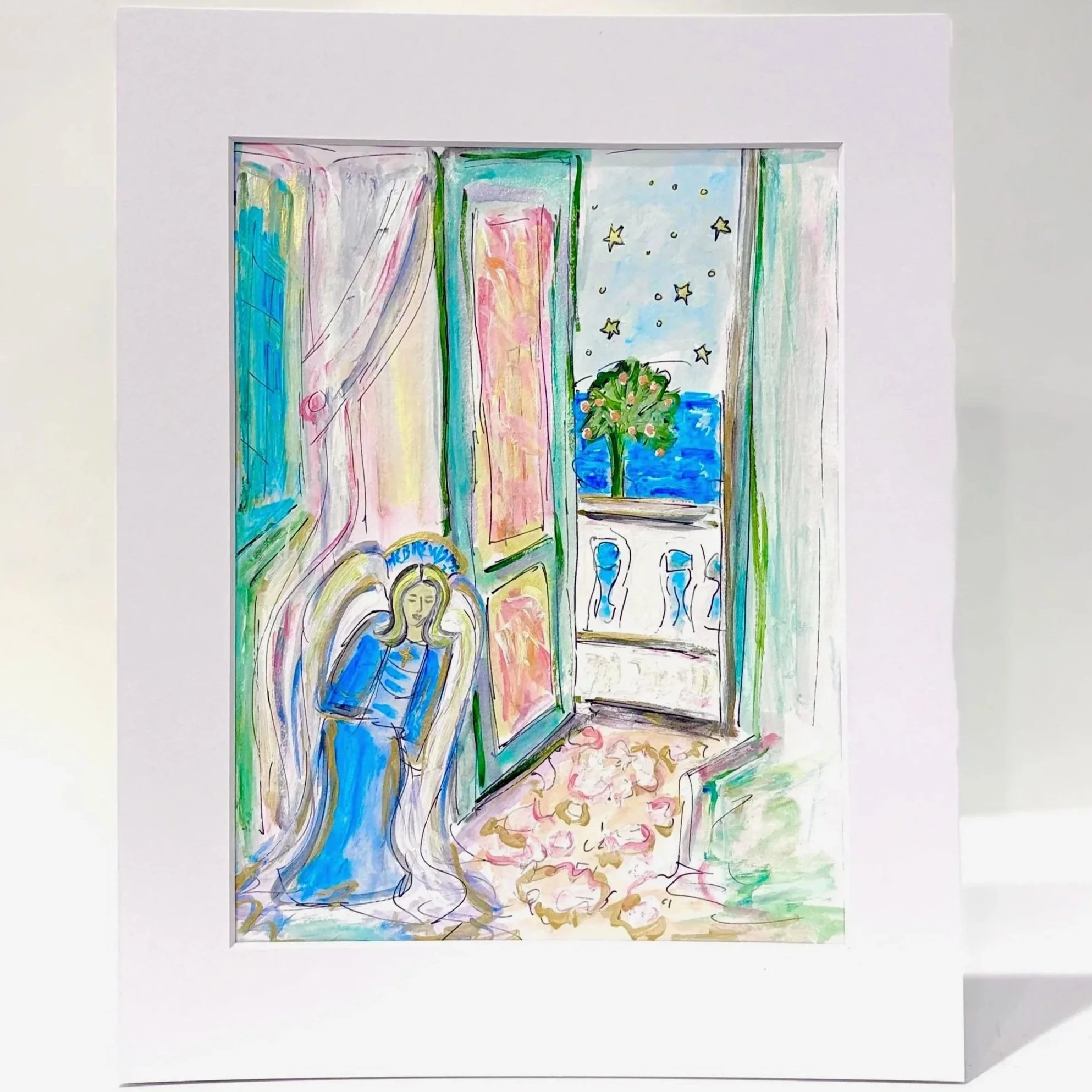 chagall angel, guardian angel, catholic art, prayersontheside, chagall inspired,