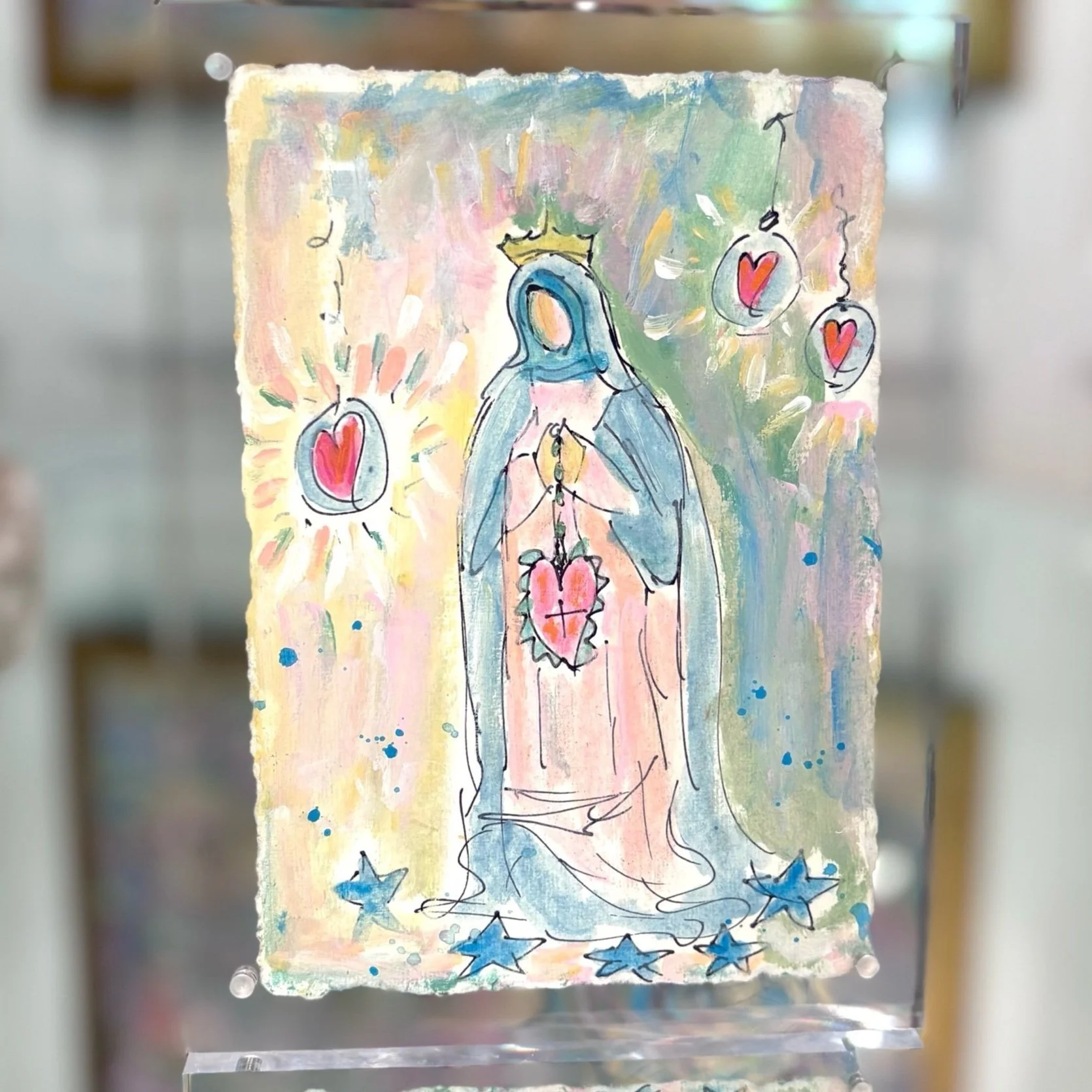 virgin mary, catholic art, catholic abstract art, prayersontheside, virgin mary art