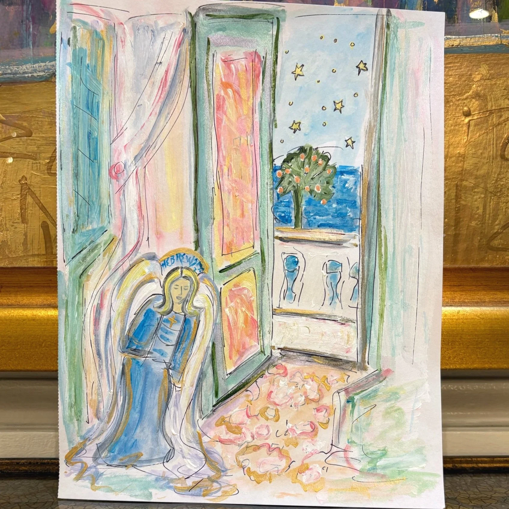 chagall angel, guardian angel, catholic art, prayersontheside, chagall inspired,