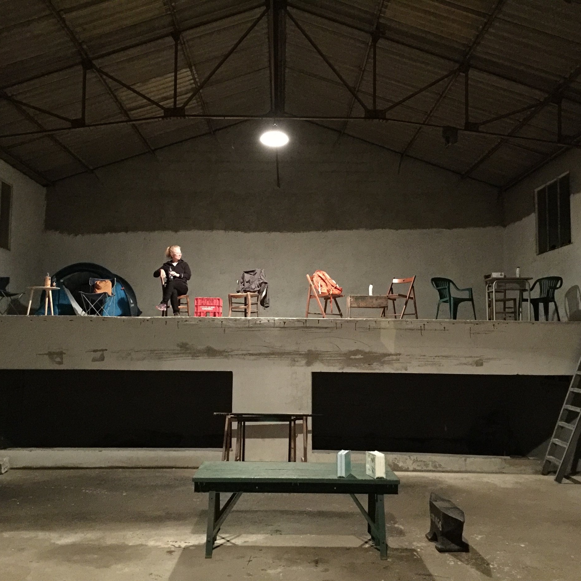 Performance rehearsal at the Pigeonaire before construction began...