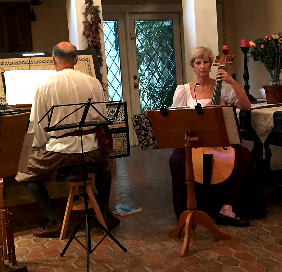 Pete accompanying Marcy at September 2016 soirée in St. Augustine.