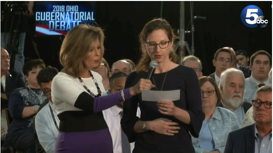 GOPC Executive Director Alison Goebel asks a question during the second of three Gubernatorial debates