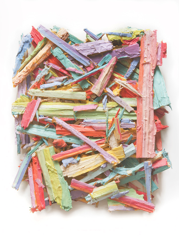  Oil paint, wood chips, wood glue 