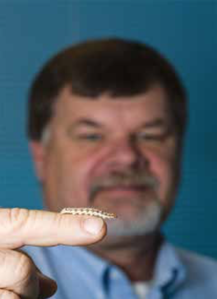 Ric Bessin displays a corn earworm. 