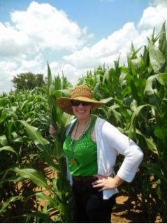 Jennifer in a South African corn field.