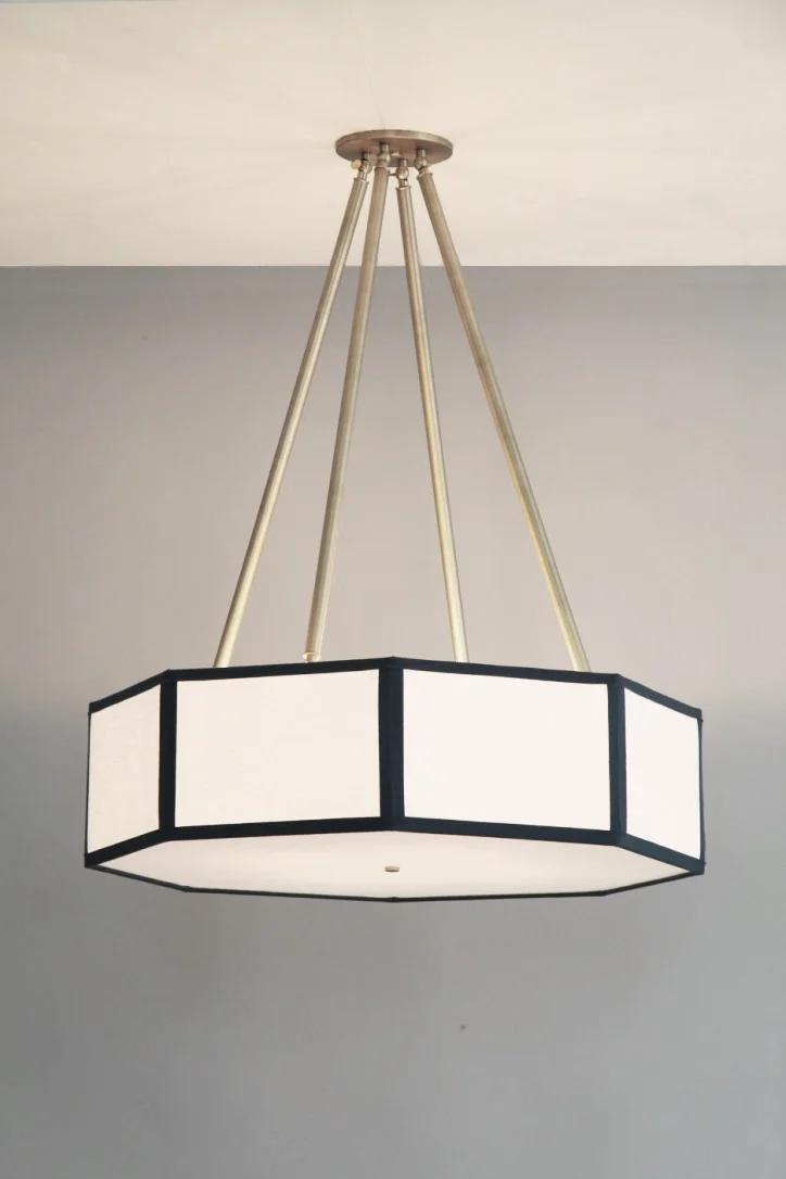 Hexagon + Octagon_C-205_Octagin Lantern Pendant with Four Tapered Stems_Satin Brass_ White and Navy_on.jpg
