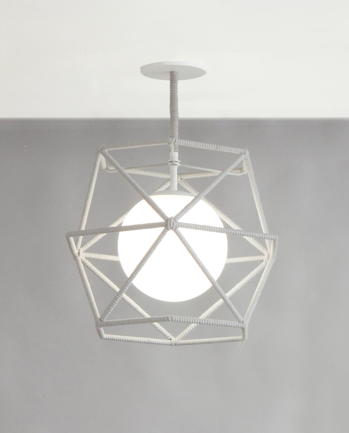 Rope_C-214_Hexagonal Cage Rope Ceiling Fixture_White_Light Grey_on.jpg
