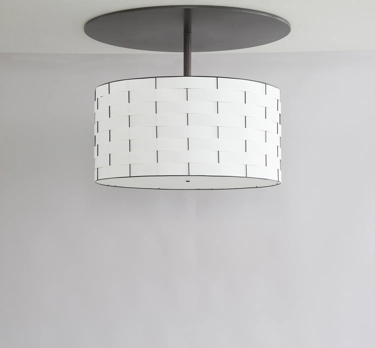 Basket Weave_C-129_Drum Pendant with Large Canopy_black_white_off.jpg