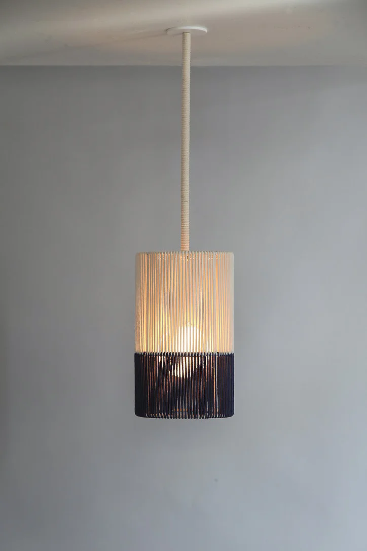 Rope_C-218_Large Rope Horizon Cylinder Pendant_White_Black and White_on.jpg
