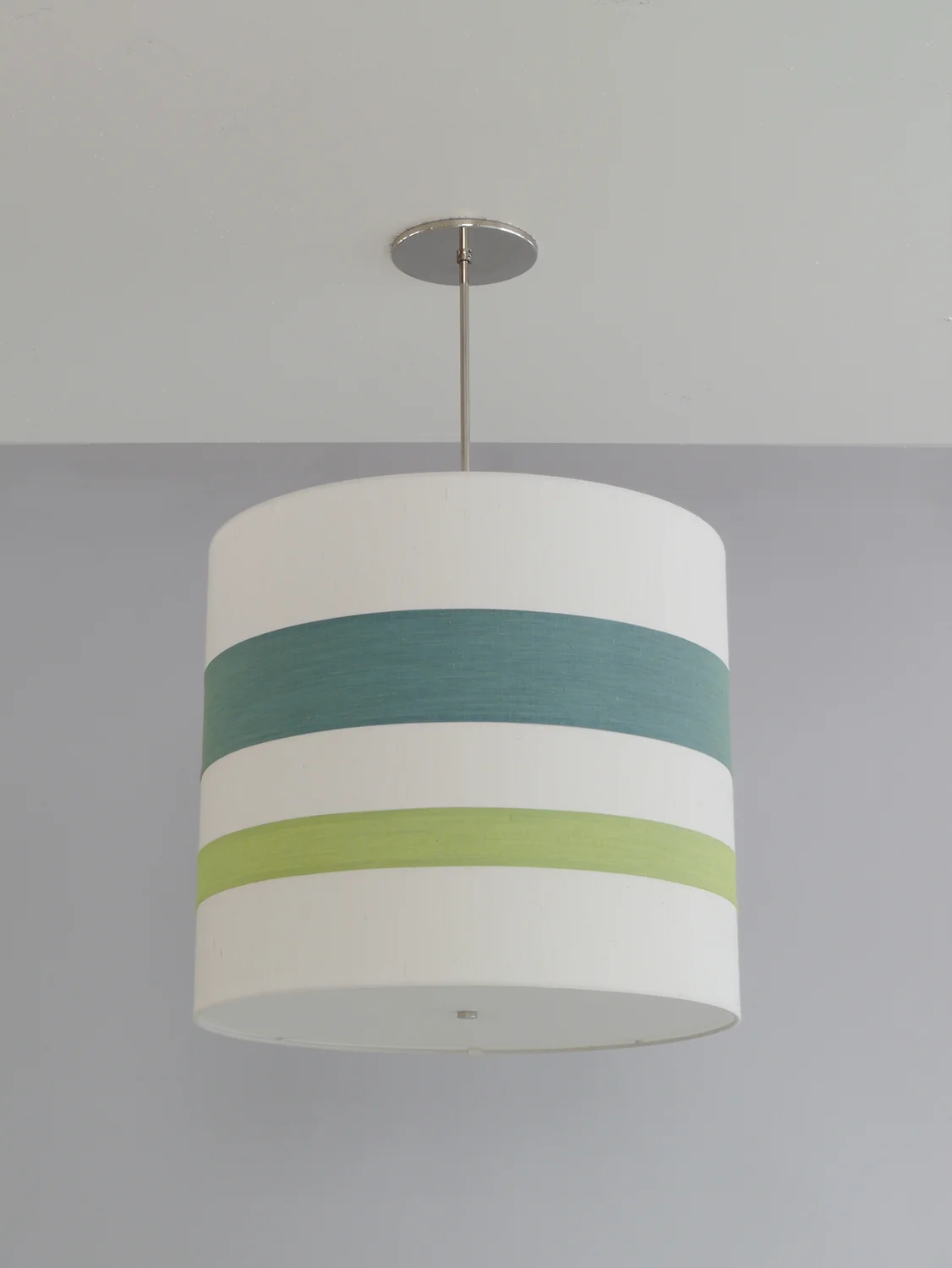 Striped_C-119_Double Stripe Drum Pendant_Satin Nickel-Greens and White.jpg