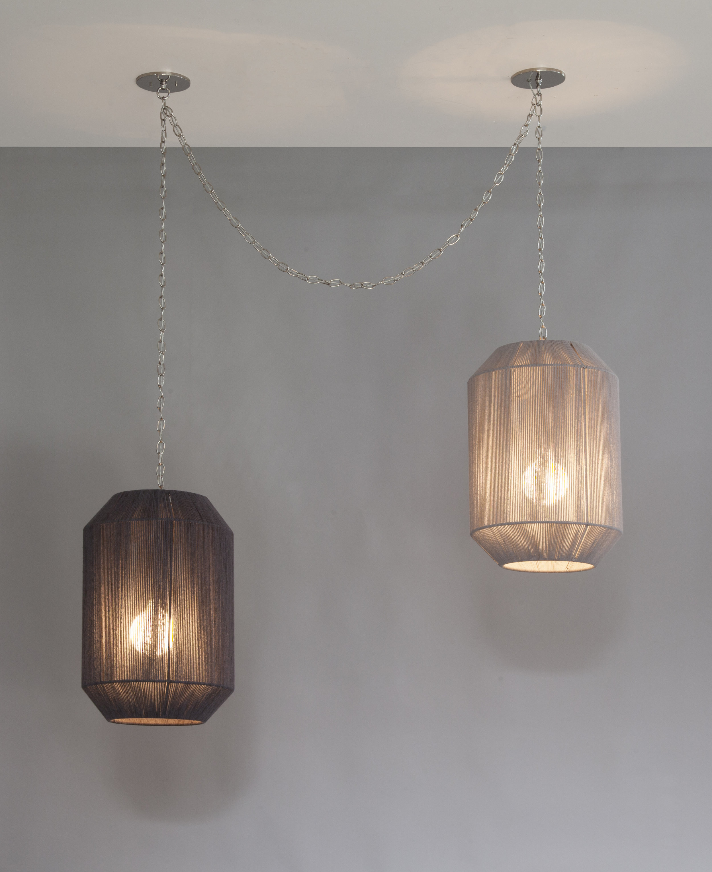 C-181 2 MODERN CYLINDER PENDANTS LARGE Light Grey - Grey SWAG LIT.jpg