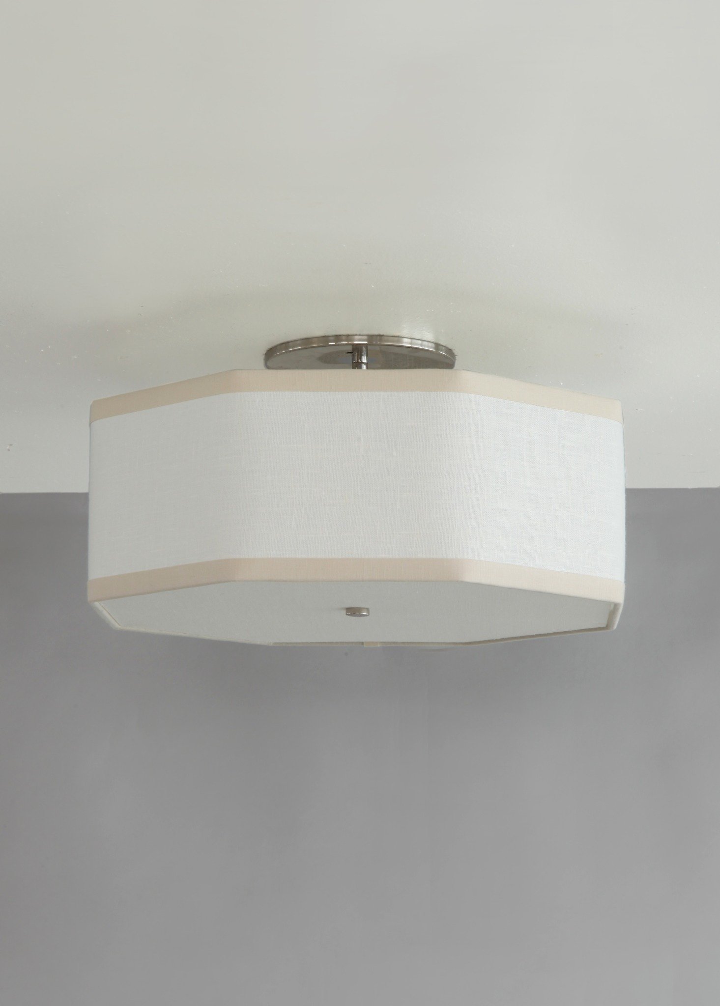 Our fabric octagons have been getting lots of love recently! This one just got shipped out to a client upstate. A simple, distinct geometric shape takes on a softer quality as we gently bend a linen shade around our handmade frames. 🐙