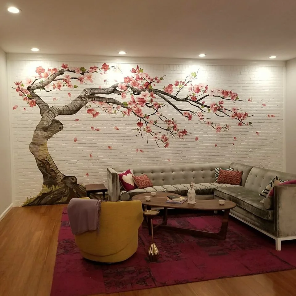 Residential Cherry Blossom Tree Mural Sarah J Blankenship Muralist Sign Painter