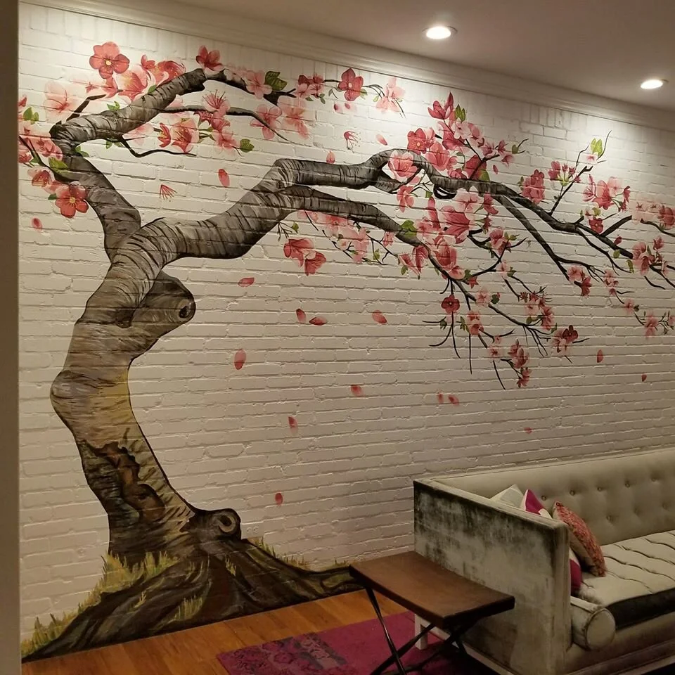 Residential Cherry Blossom Tree Mural Sarah J Blankenship Muralist Sign Painter