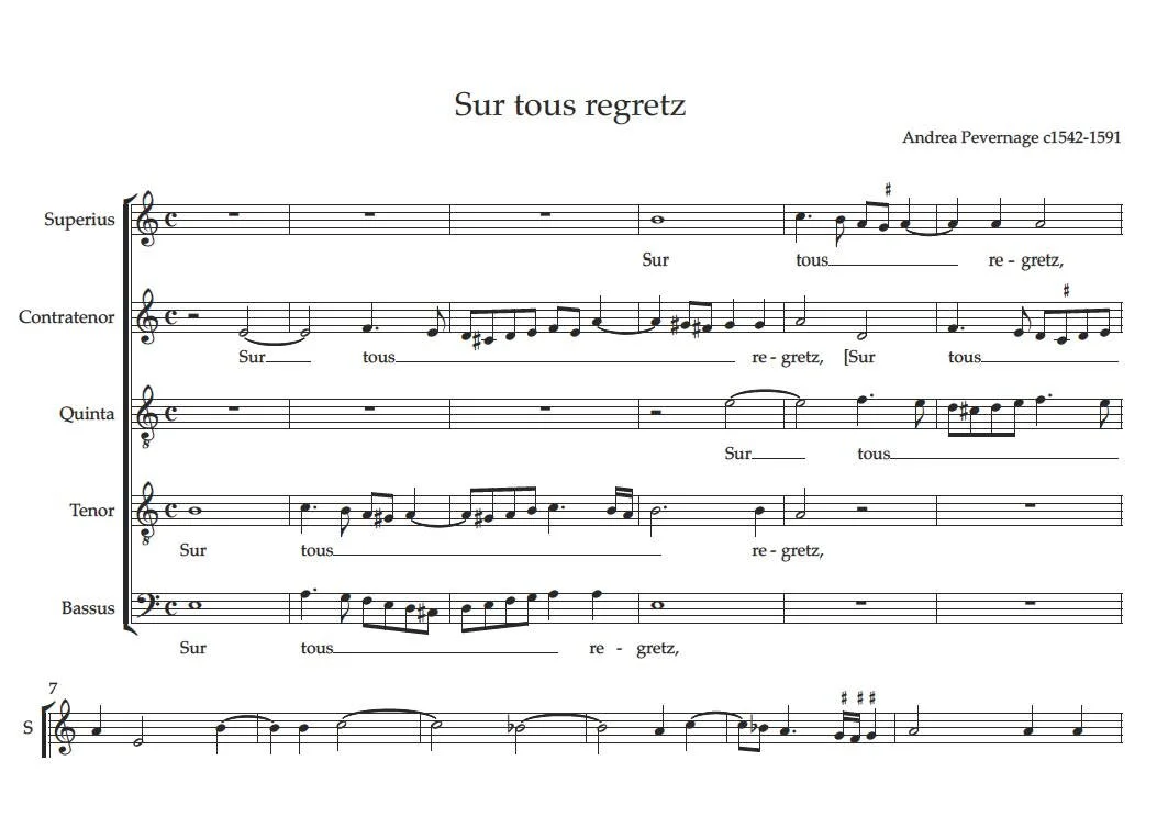 Sur tous regretz (Andrea Pevernage)