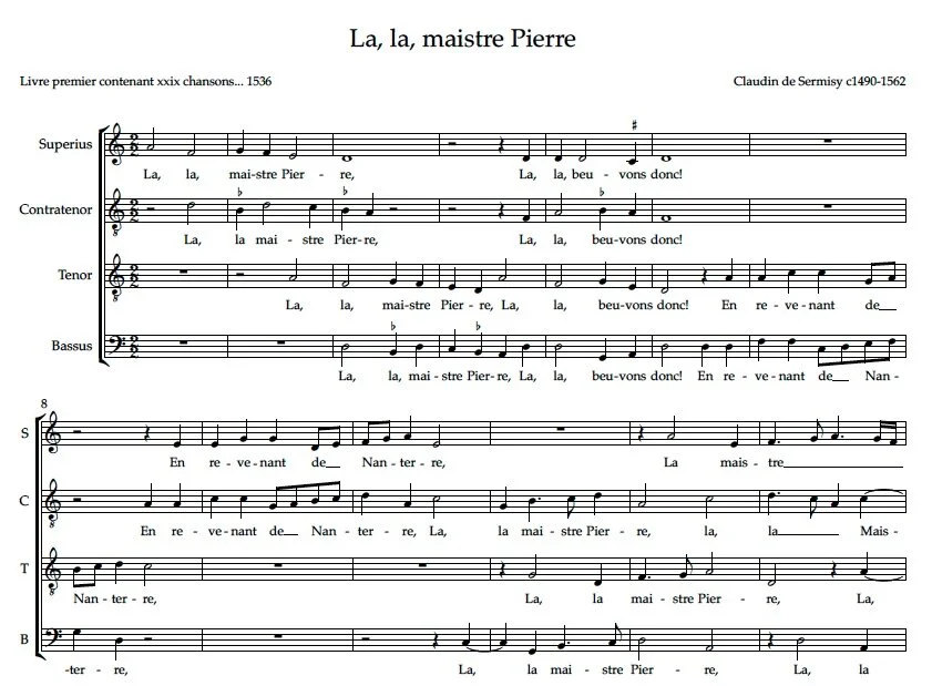 La, la, maistre Pierre (Claudin de Sermisy c1490-1562)