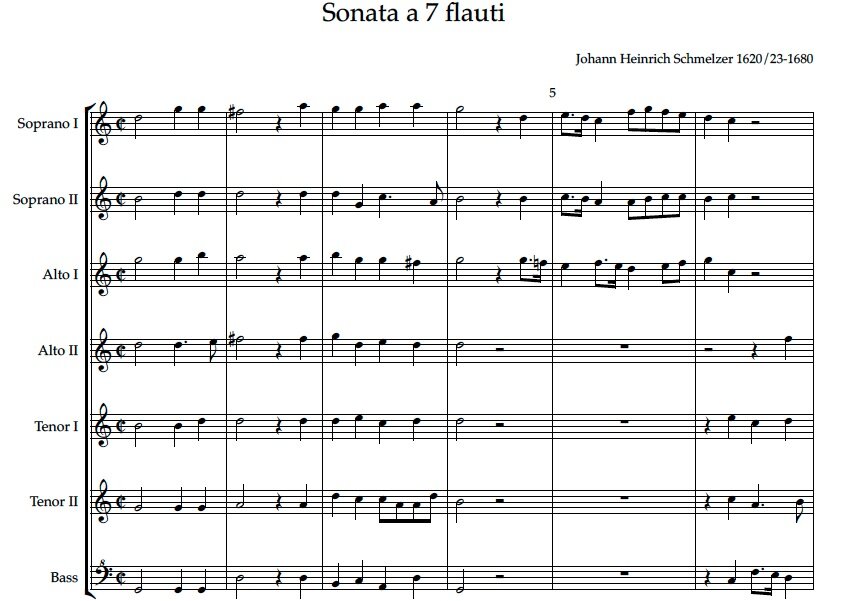 NEW! Sonata a 7 Flauti (Johann Heinrich Schmelzer 1623-1680)