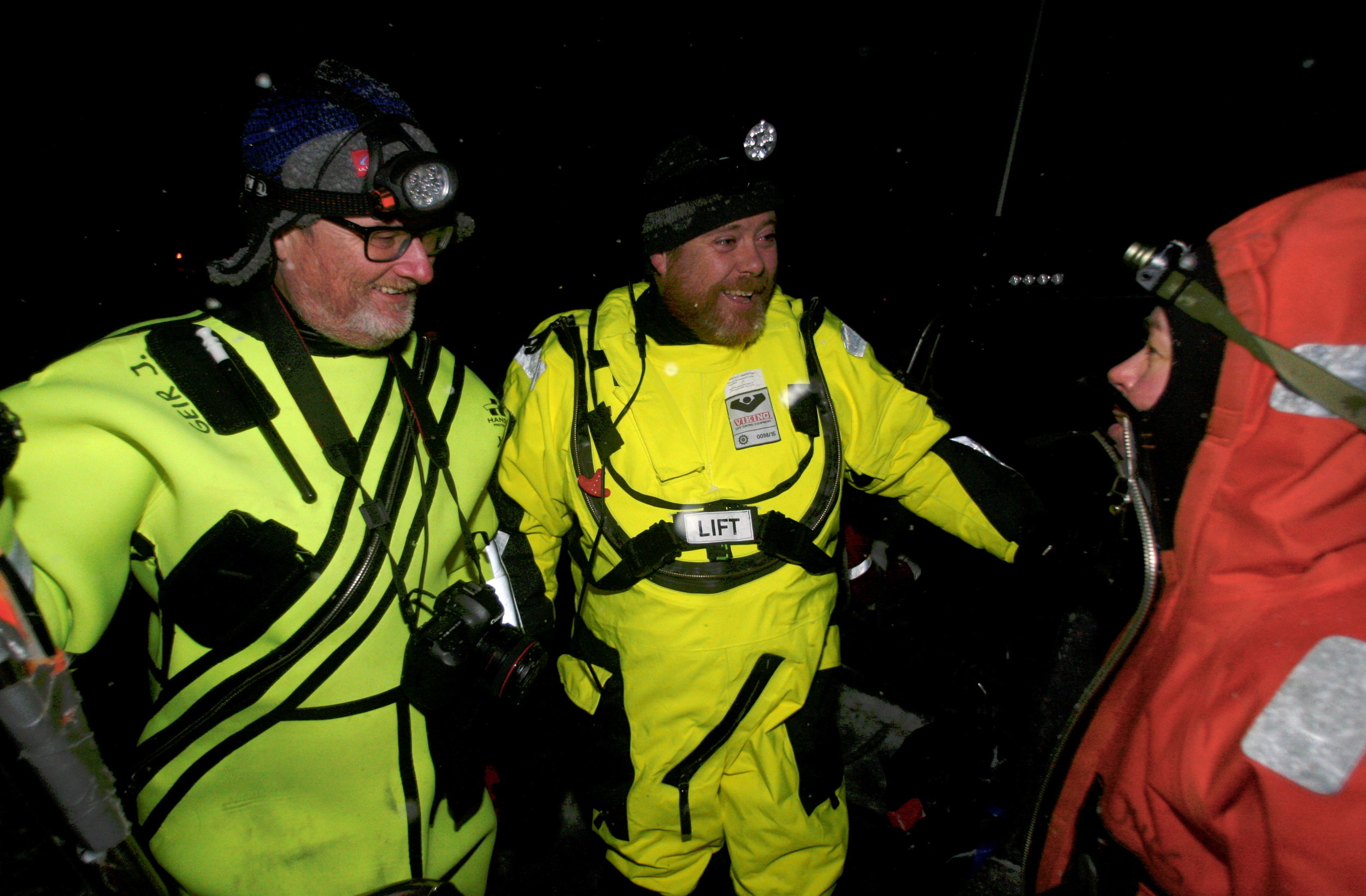  Maarja Krussmaa (right) from Estonia is a professor of robot technology and collaborates closely with biology professors Geir Johnsen and Jørgen Berge to discover all the life forms that are active in the ocean during the polar night. Photo: Ole Mag