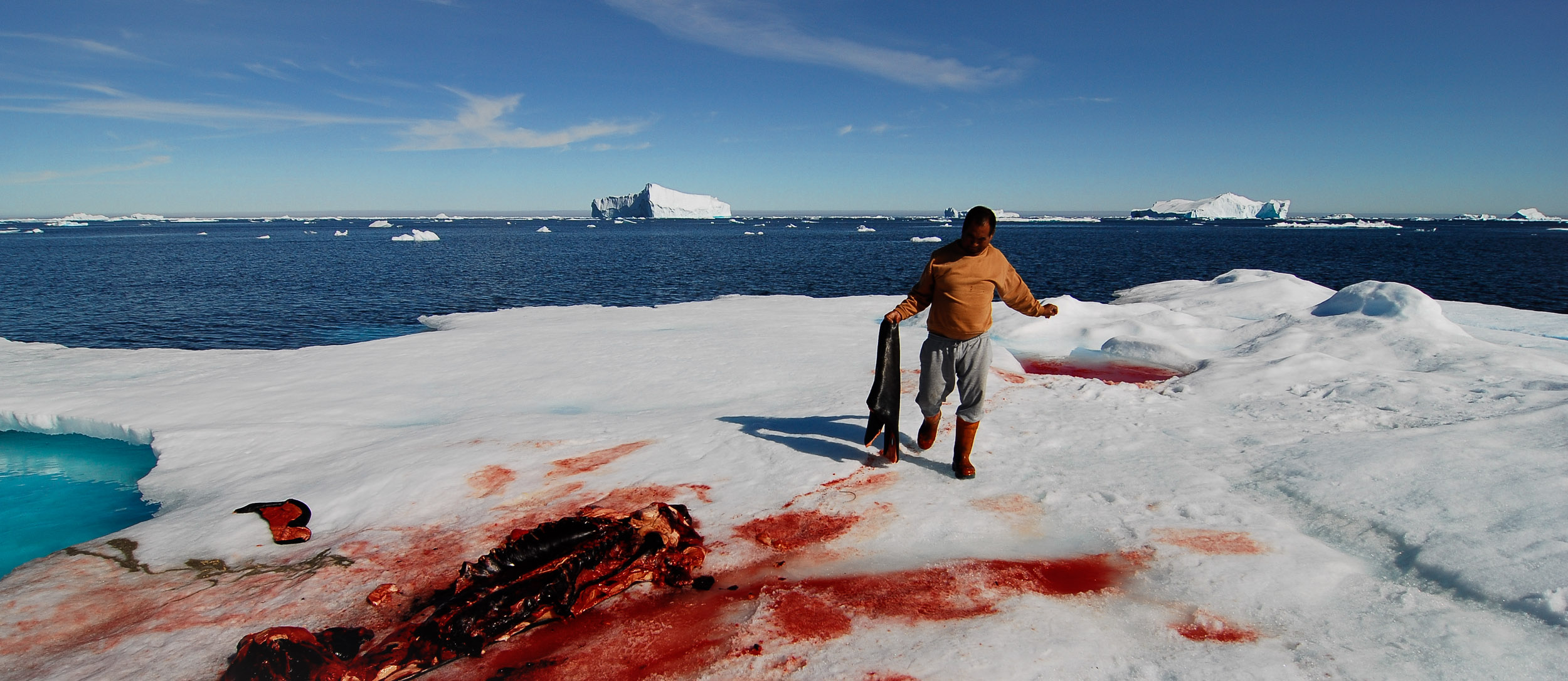 Tobias Ignatiussen on an icefloe during a hunting trip. A life spent working on the ice creates a unique understanding of arctic nature.  JONAA©Kristjan Fridriksson