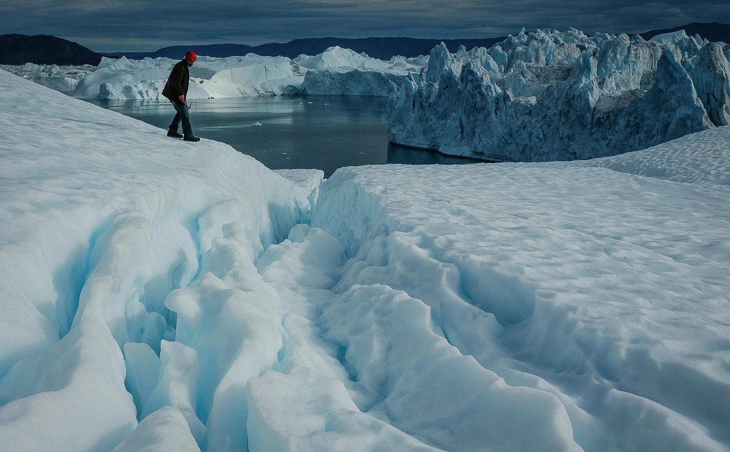 The view from on top of an iceberg. Photographed during safety preparations for an Ilulissat production. JONAA©Kristjan Fridriksson