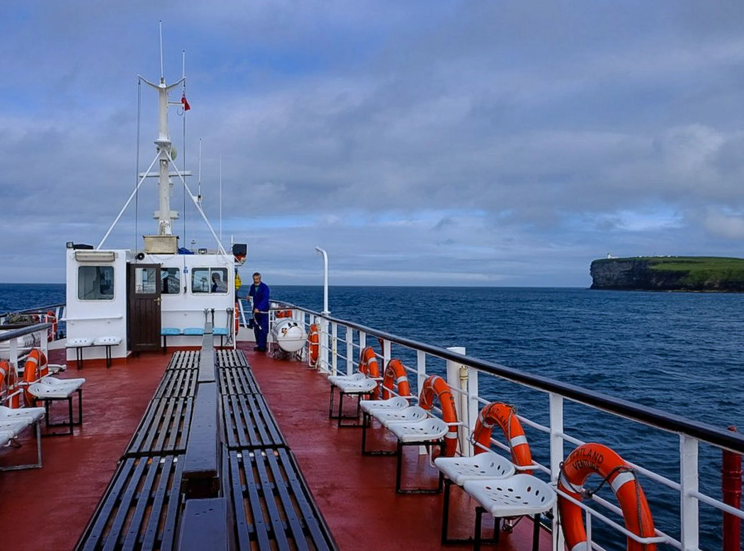 An unusually smooth sailing on the passenger-only ferry across the Pentland Firth from John O’Groats to Orkney. JONAA@Mia Bennett