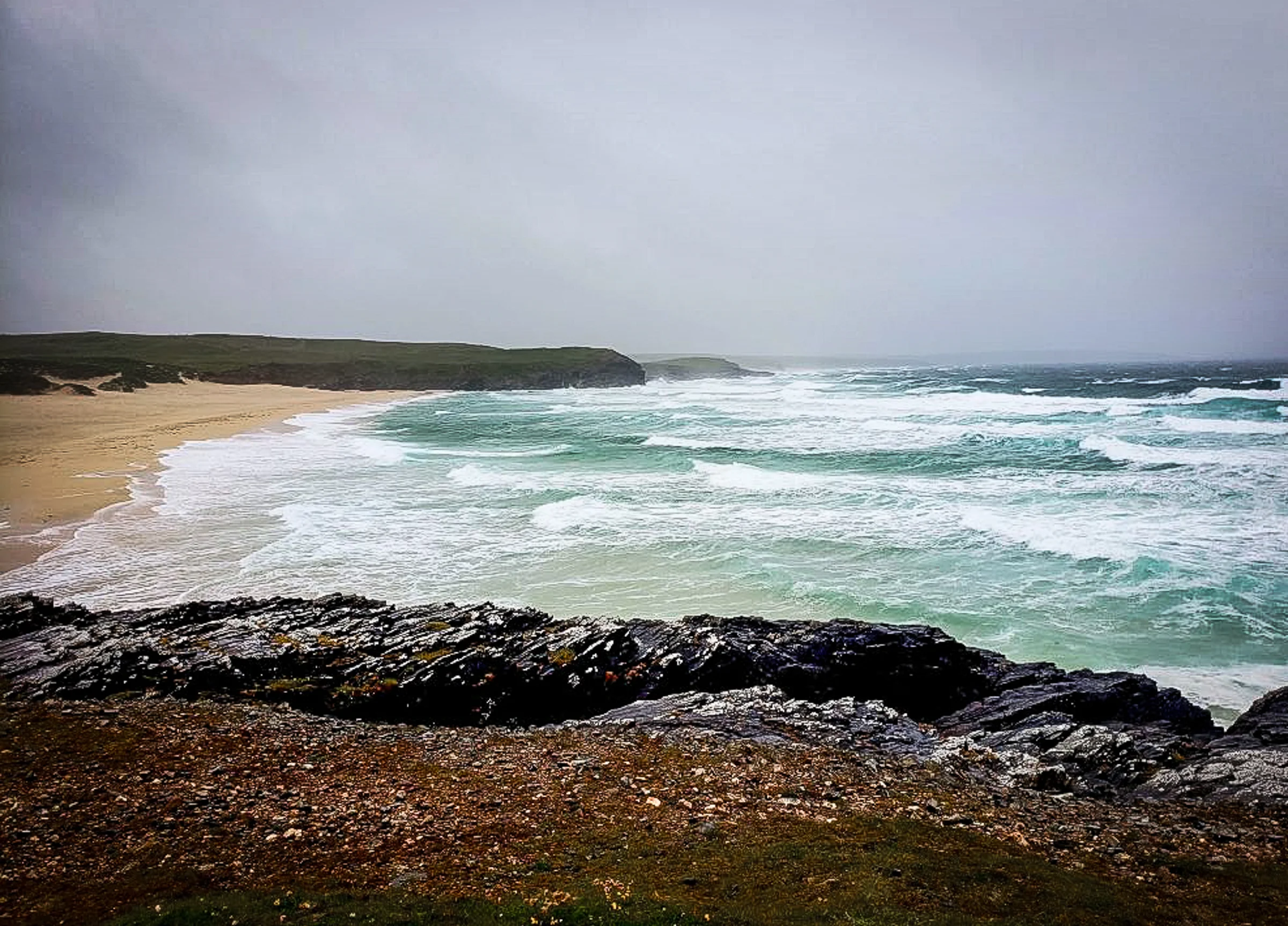 Howling winds and waves at the Eoropie Beach in the Outer Hebrides, Scotland. JONAA©Mia Bennett