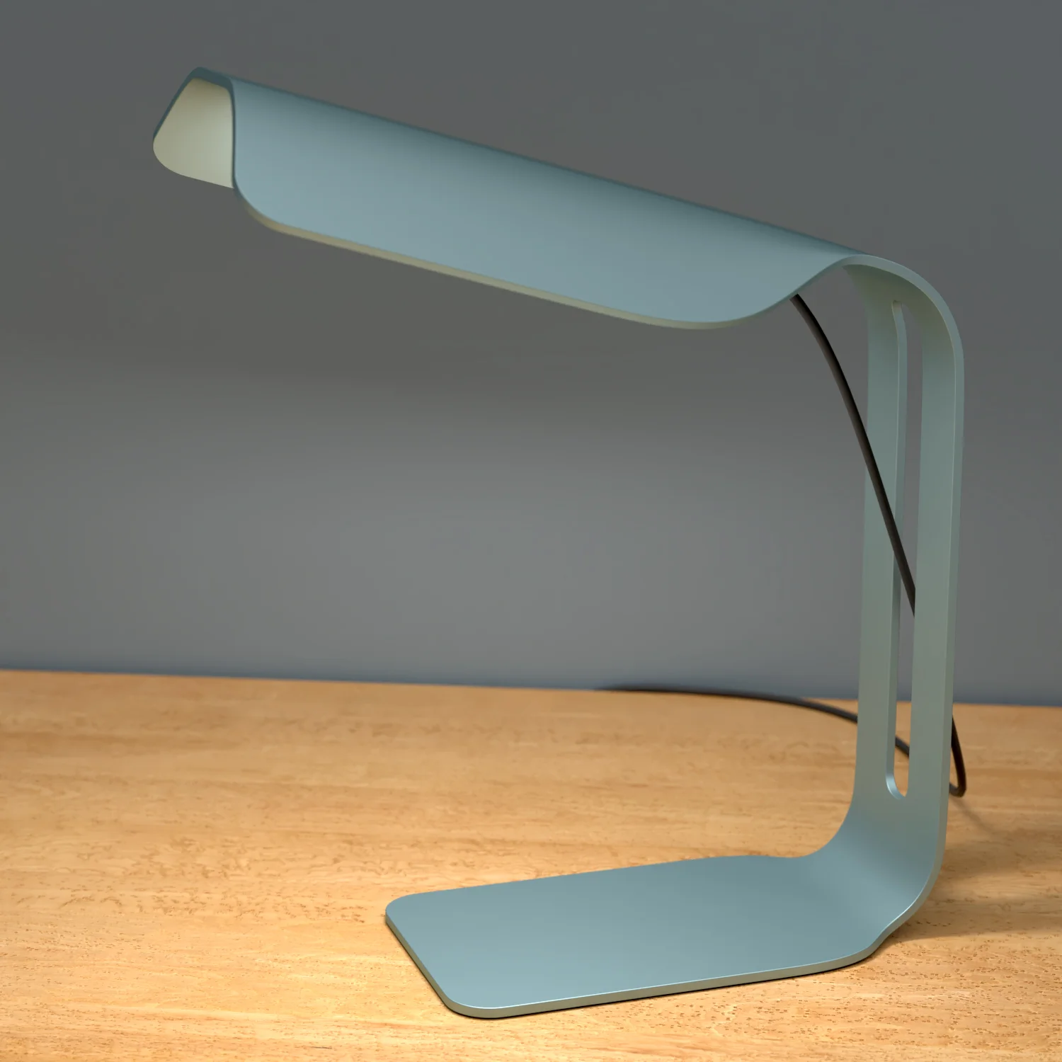 Desk lamp made with bent anodized aluminium.