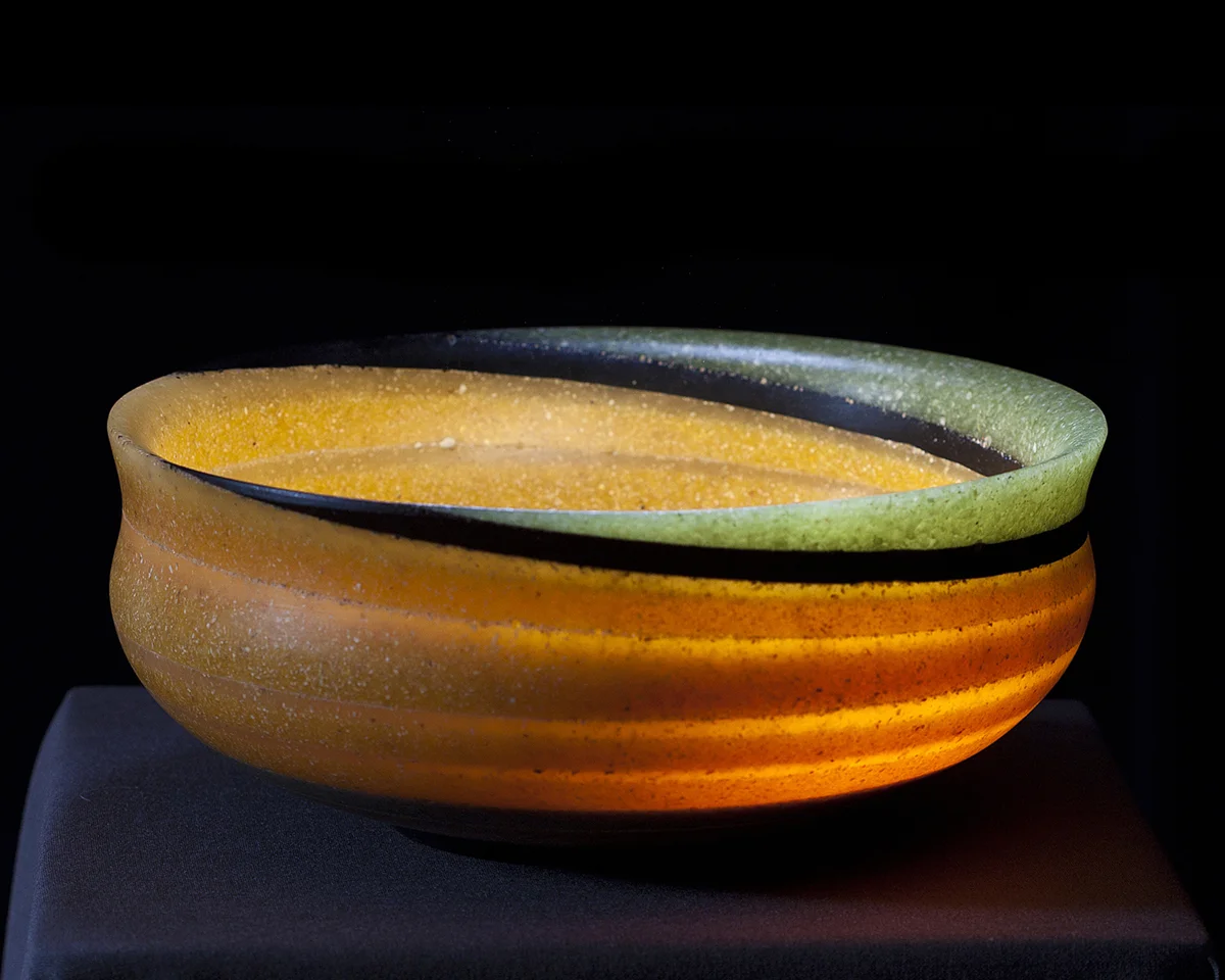 Translucent Bowl - Coffee, Yellow Corn Meal, Green Bamboo Rice, resin.jpg
