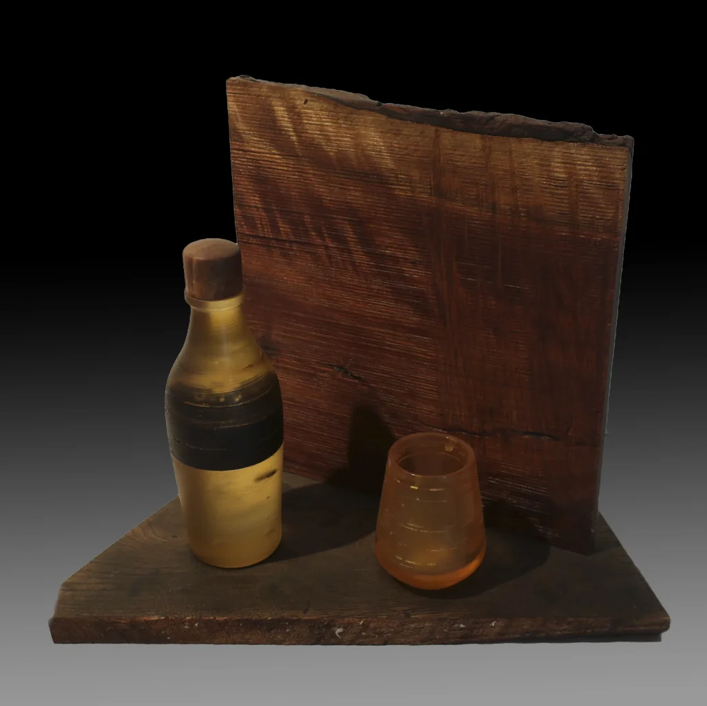 Antique Bottle and Glass