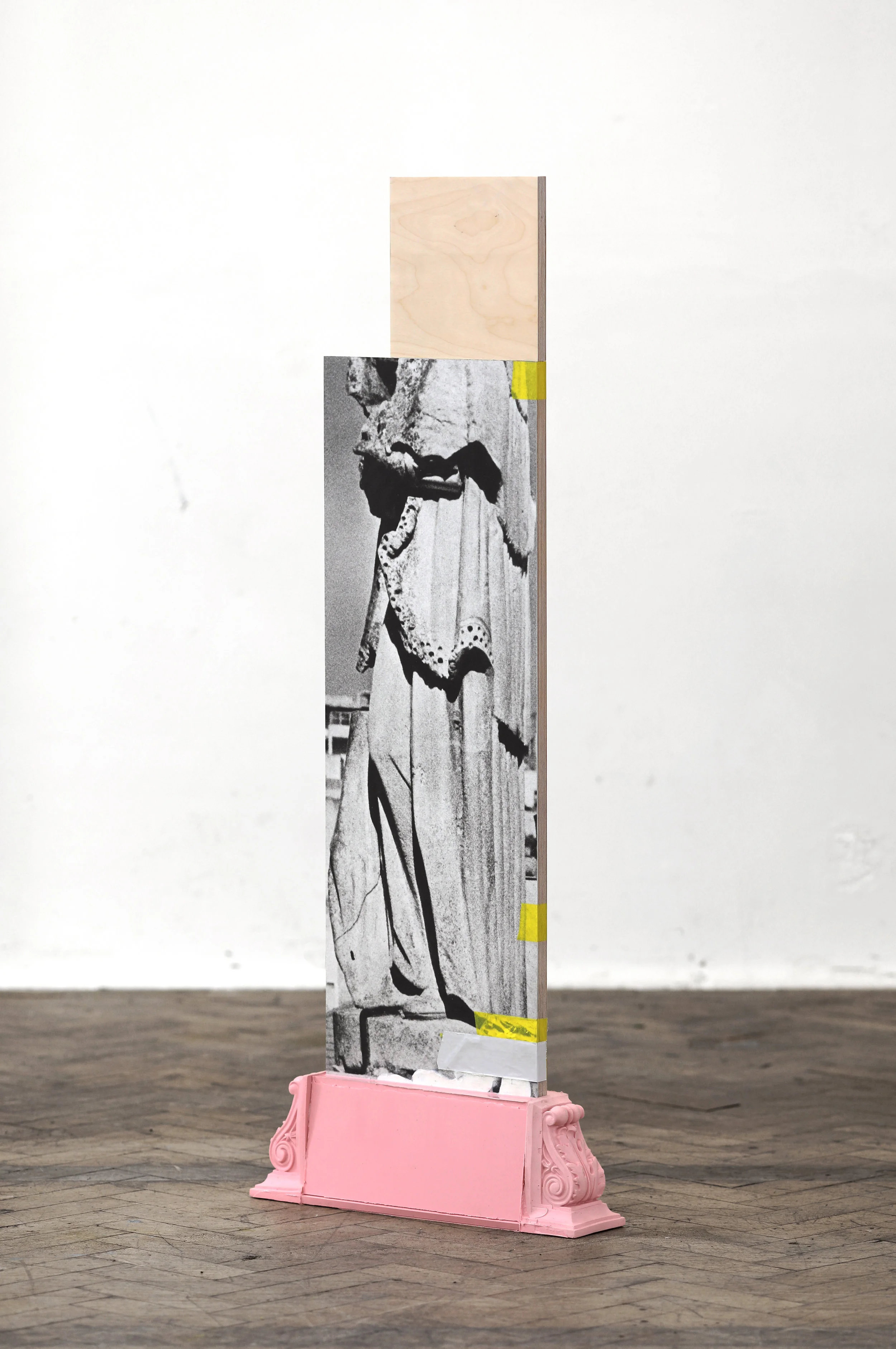 empty in the other Hahnemüle print, silicon, tape, aluminium and birch plywood 132 x 51.5 x 11 cm 2019
