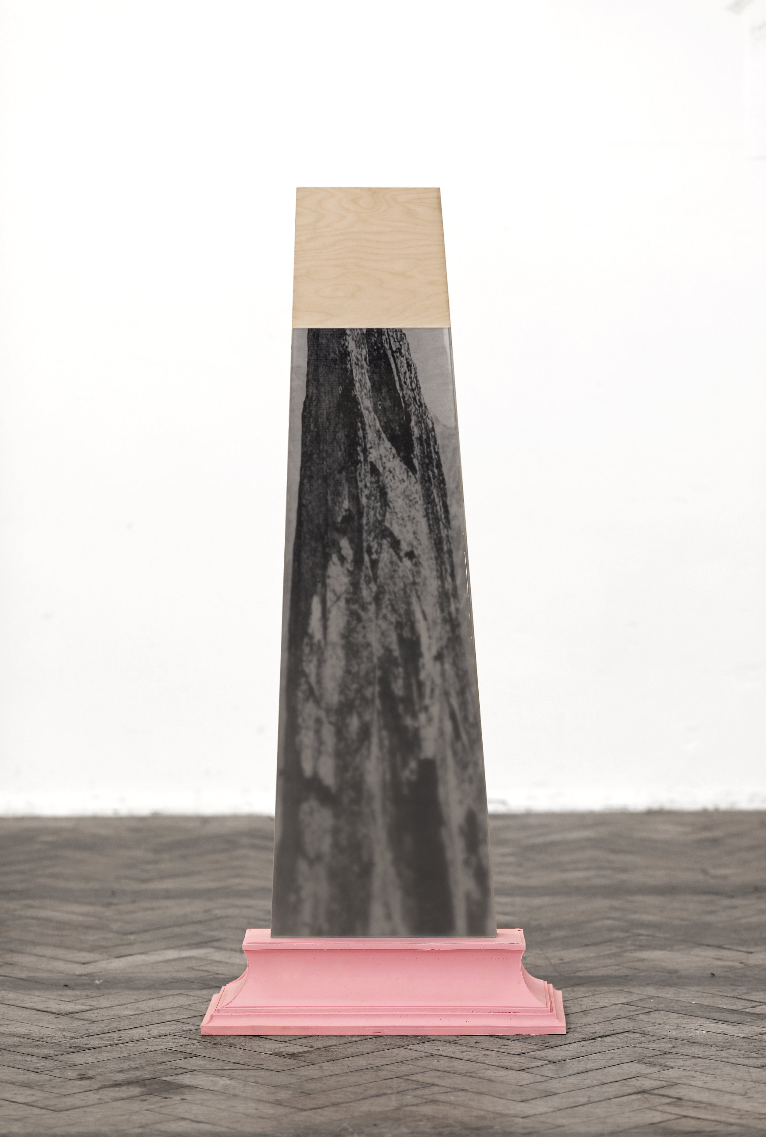    An epitaph for a whale    Hahnemüle print, bio resin, aluminium, silicon, tape, birch plywood  119.5 x 50.5 x 22.5 cm  2019 