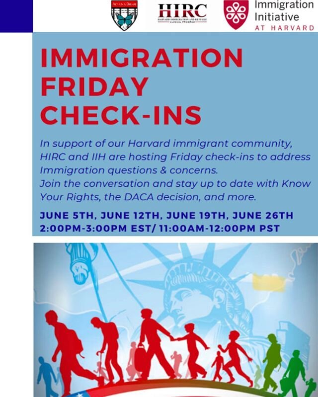 In collaboration with HIRC and IIH, we will be hosting the weekly Immigration Check-Ins for the month of June. This will be a space where members of our community in a group setting are encouraged to share their concerns and ask any questions they ha