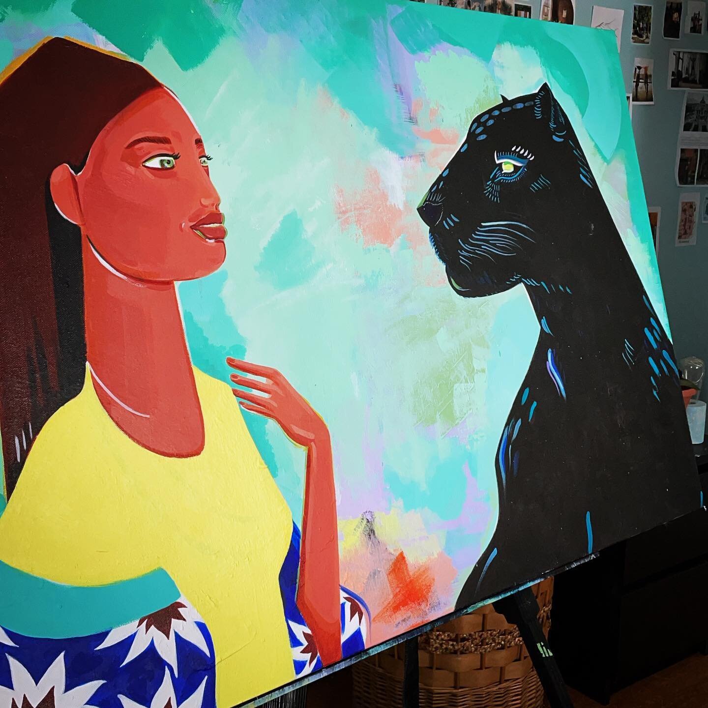 Just a little progress shot. The process of this painting has been moving slowly, but 💎✨ I&rsquo;ve been learning a lot more about the energy of guiding #animals through this piece.

#TheBlackJaguar
&ldquo;The Jaguar and I&rdquo;
24&rdquo; x 36&rdqu