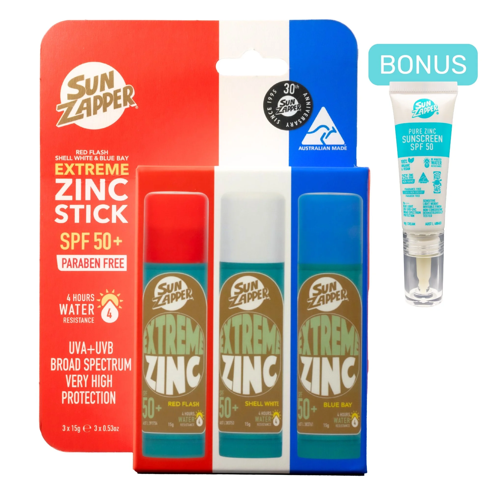 Extreme Red, White & Blue Zinc Stick SPF 50+