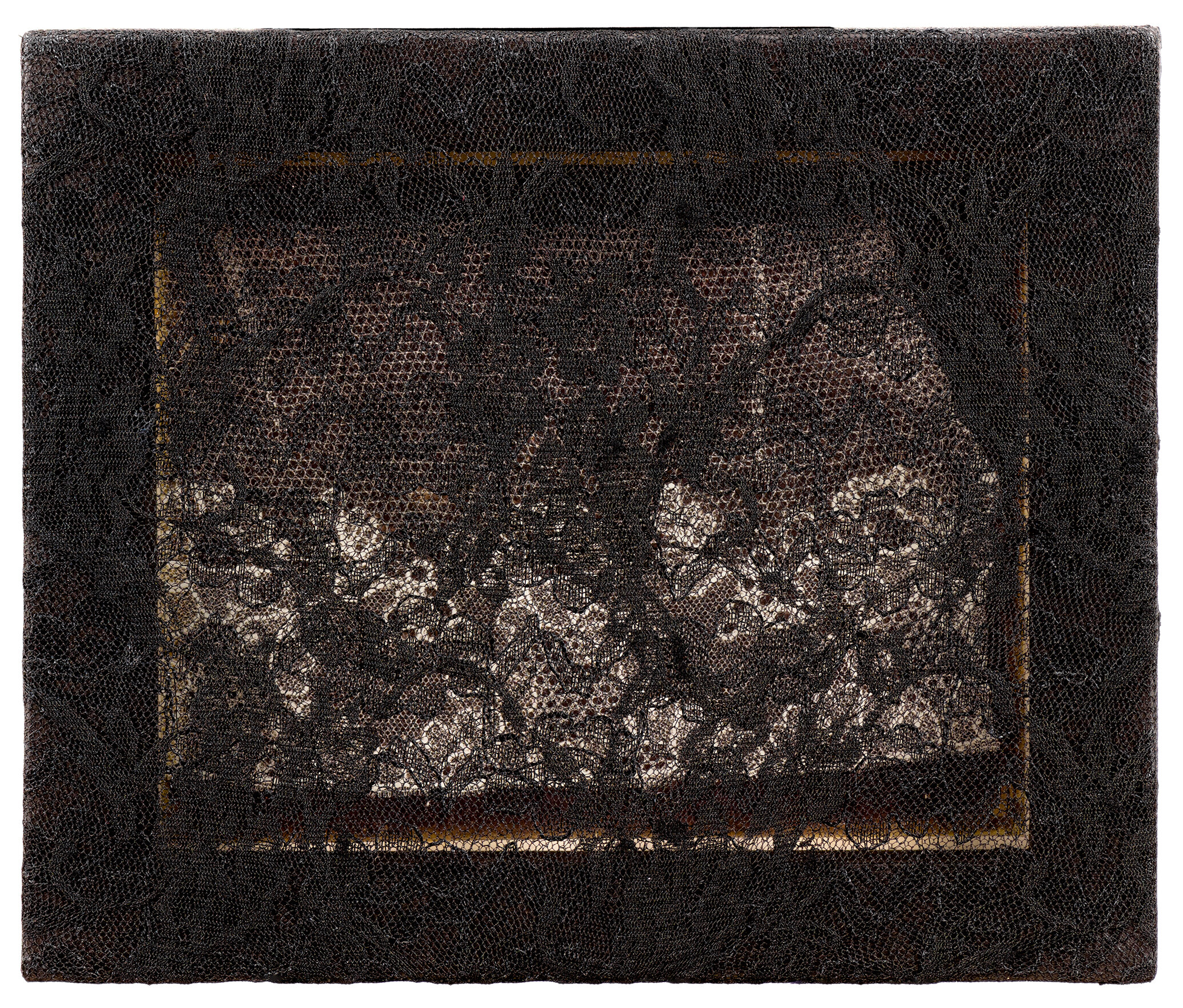  Untitled (After Henry Fox Talbot) Inkjet print, wooden frame, acrylic, lace 17.65 x 22.3 x 4.5 cm  (بدون عنوان (پس از فاکس تالبوت    *This object is the last among all the objects in the exhibition that visitors may come across right as they are abo