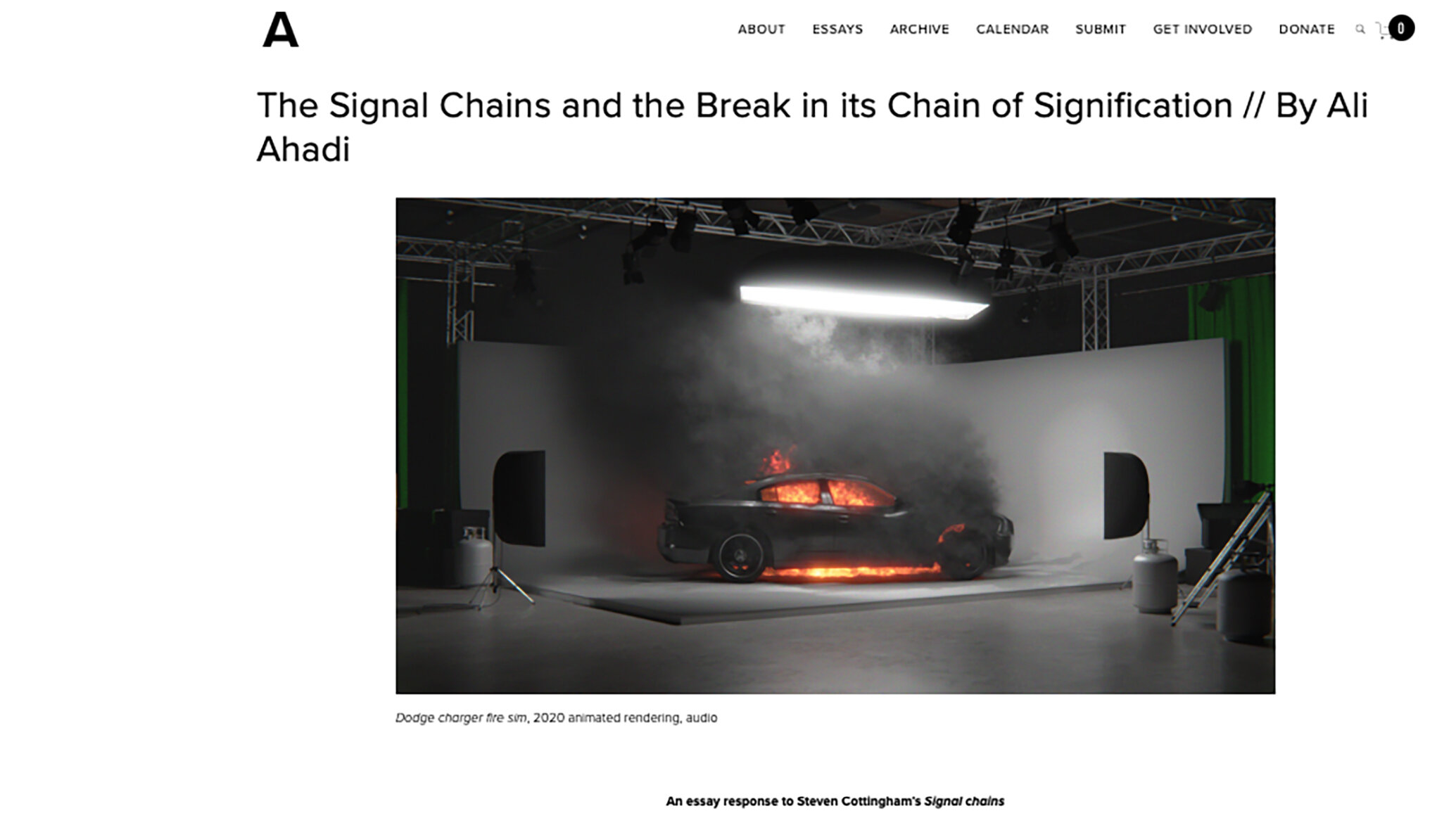   Essay Ali Ahadi:  Signal Chain and a Break in its Chain of Signification  (Essay on Steven Cottingham’s Exhibition)   