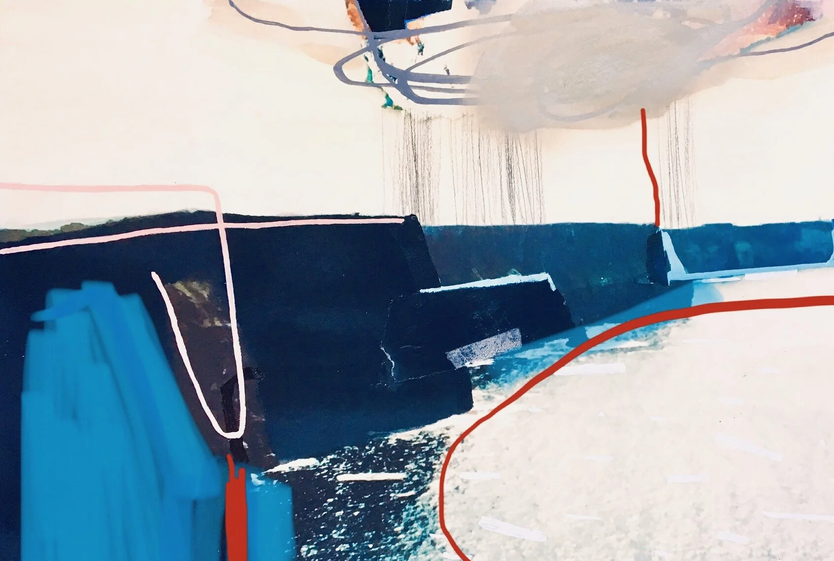 paysage-abstrait-estampe-unique-rehaut-feutre acrylique-collage-peinture aerosol-artiste-peintre-Anne-Brochu-Lambert-2020