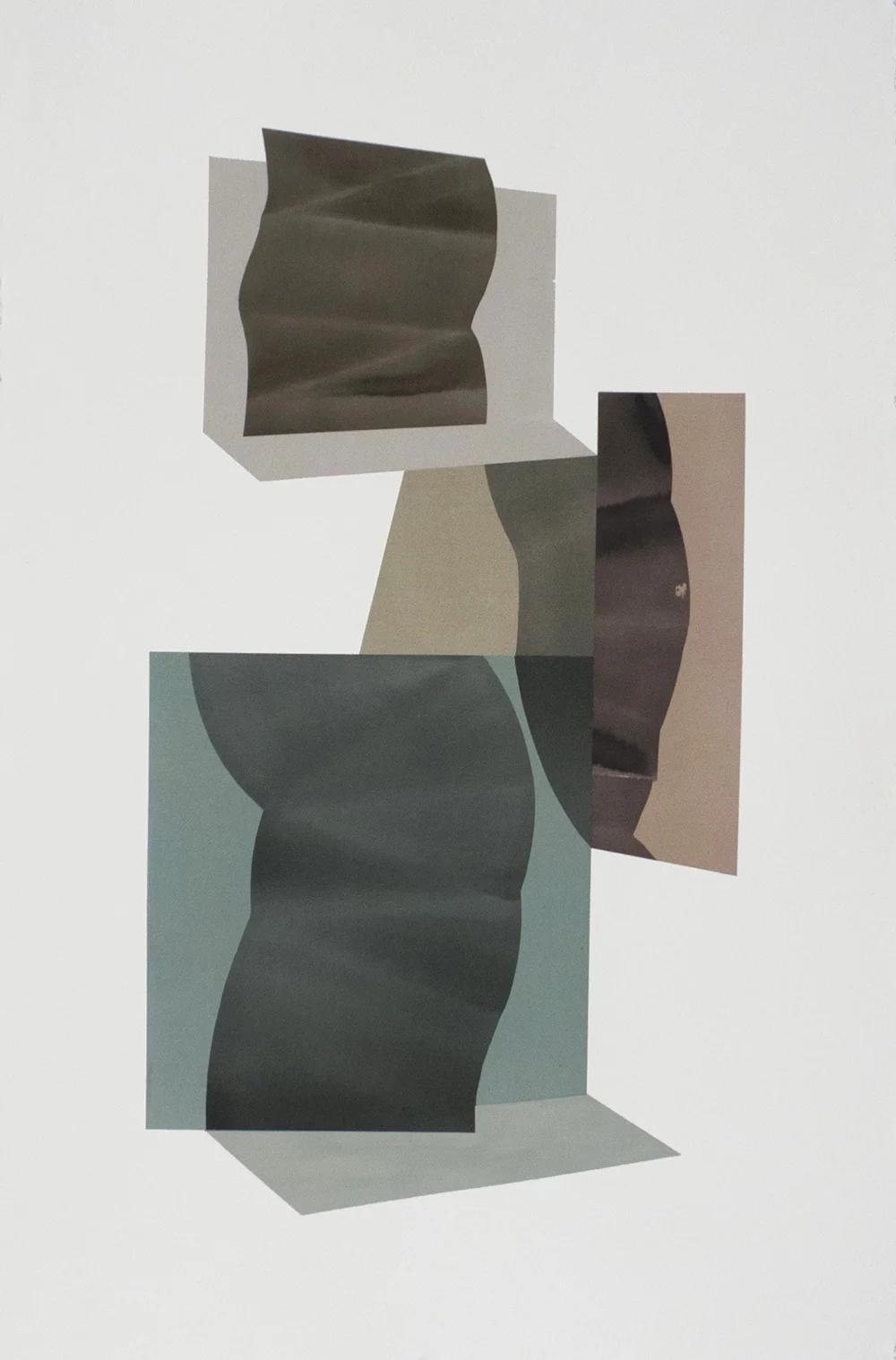 Simone Rochon, Ombres souples no. 1 , 2017, collage, acrylic ink on Waterford paper, 40” x 26” (102 x 66 cm).