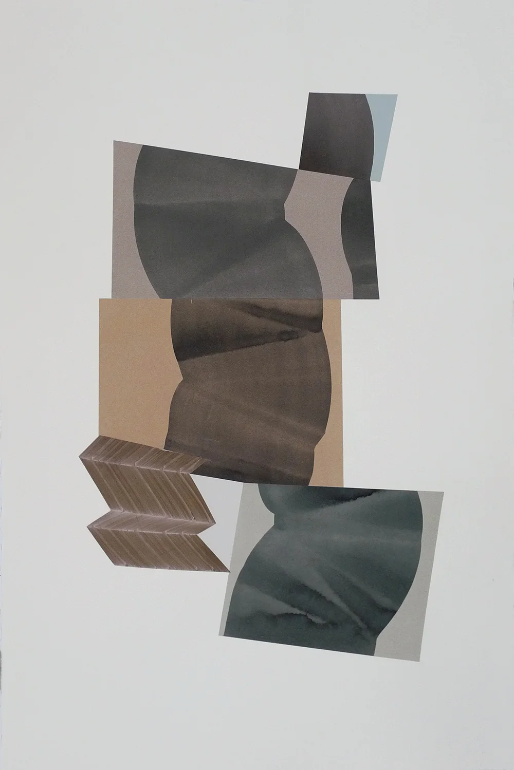 Simone Rochon, Ombres souples no. 3 , 2017, collage, acrylic ink on Waterford paper, 40” x 26” (102 x 66 cm).