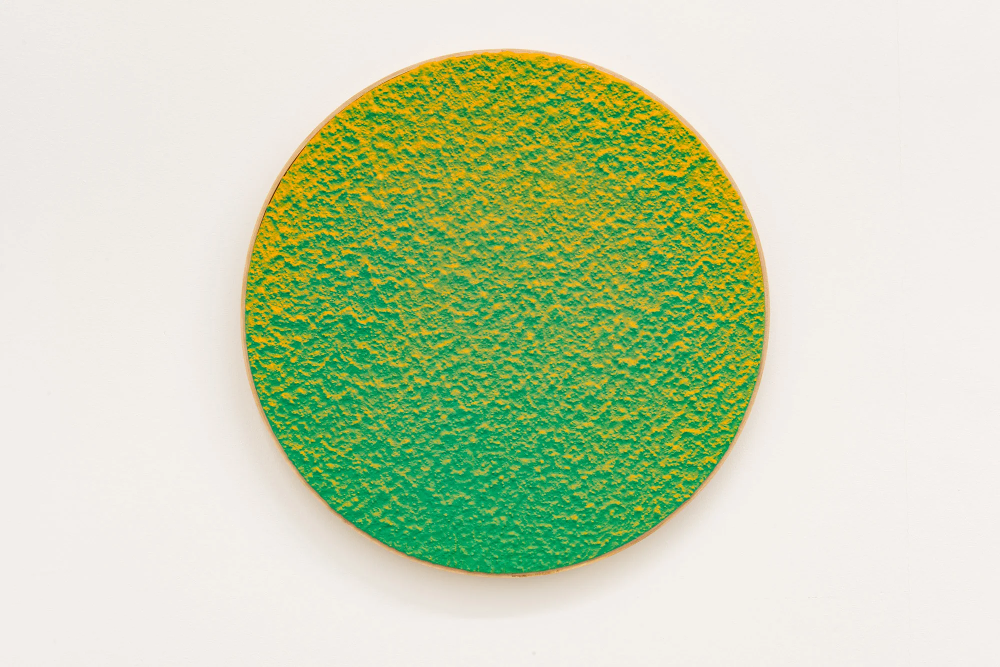 Pierre Julien, In the Deepest Oceans - B006, 2018, stucco, acrylic and spray paint on wood panel, 16” diameter (41 cm)