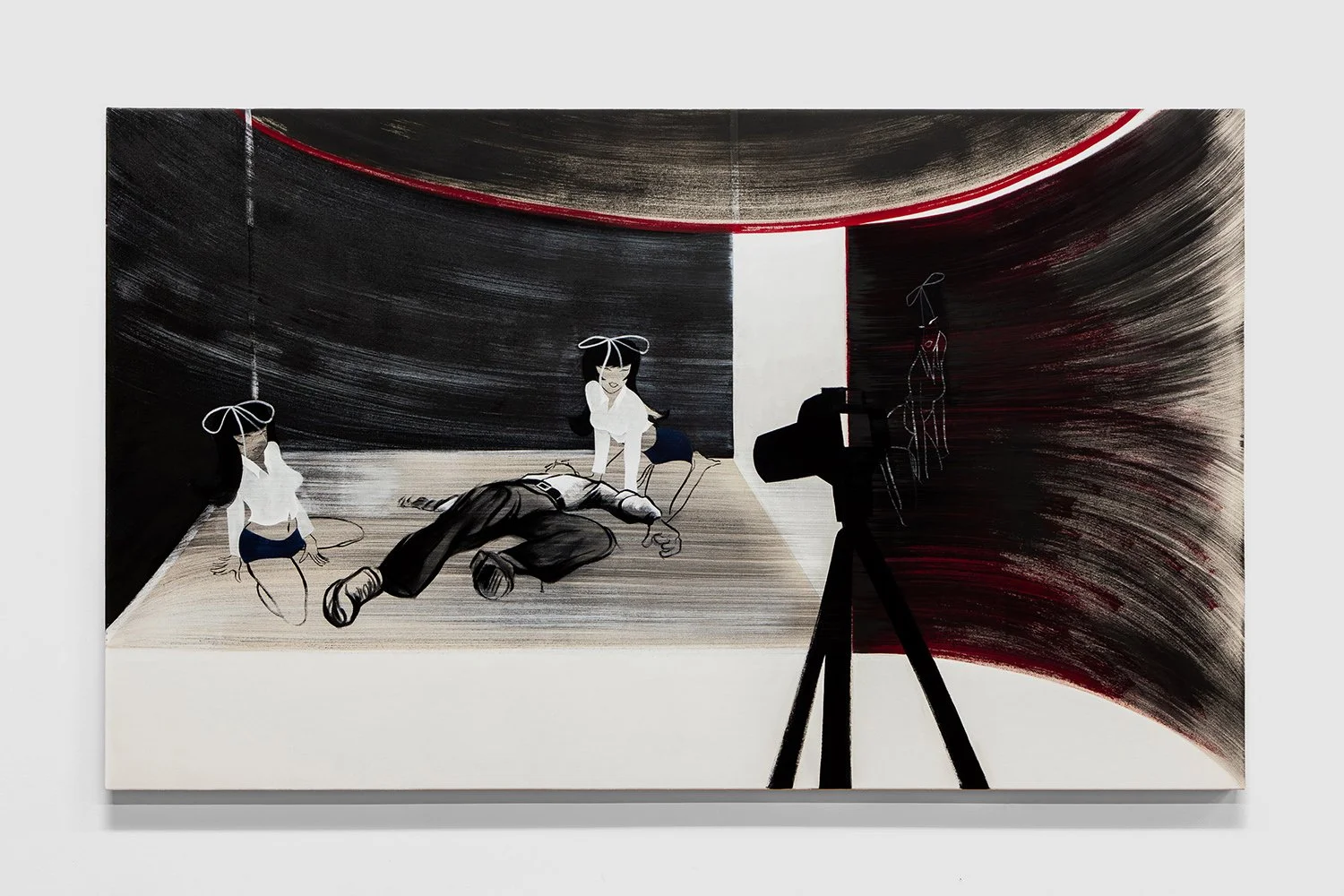  Yan Wen Chang,  Gillian’s Tape , 2025, Huile et gouache sur toile, 125.5 x 210 cm (49.4 x 82.7 ") 