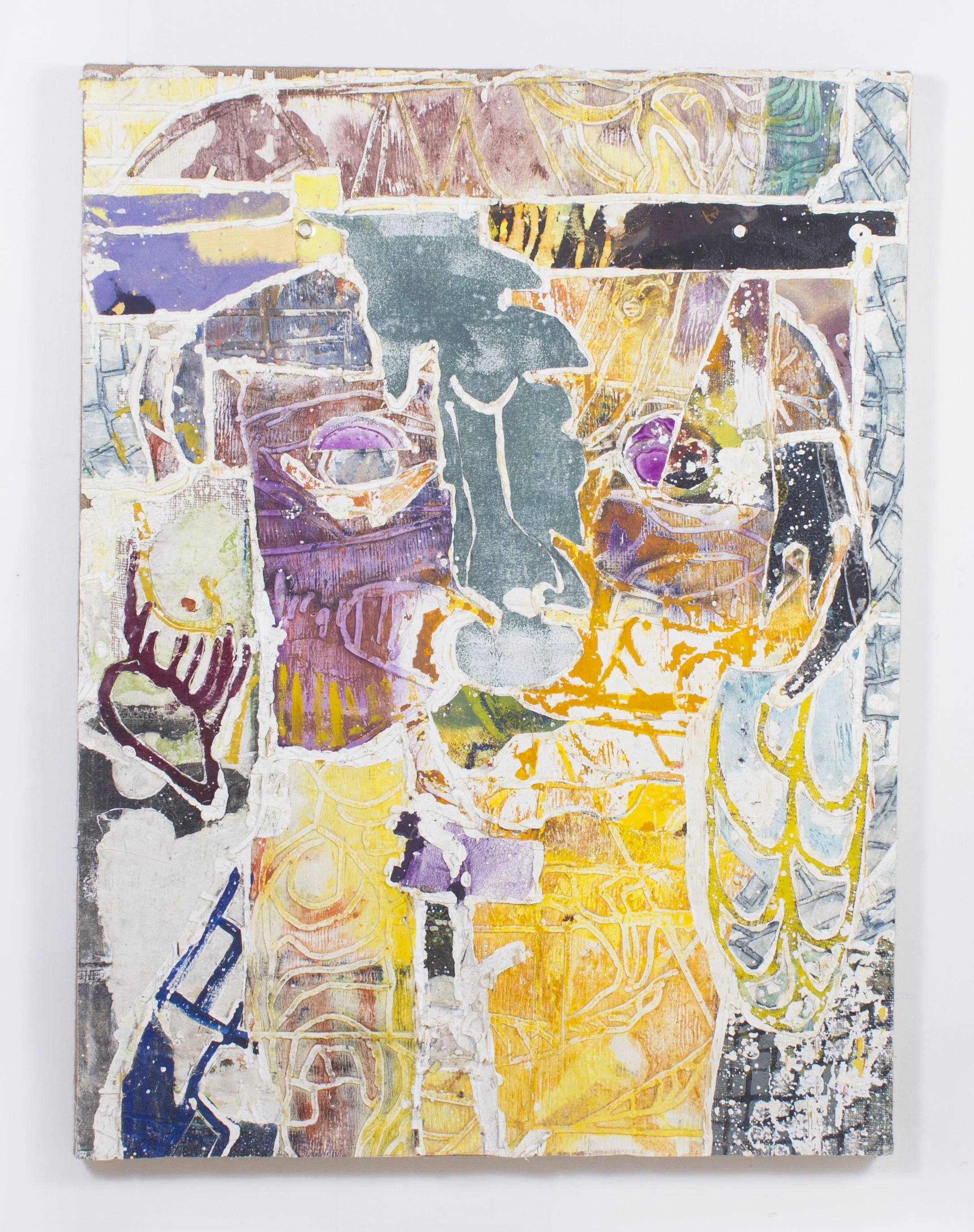  James Gardner,  Monks Head , 2025, Oil and acrylic on burlap, 109.2 x 88.9 cm (43 x 35 ") 