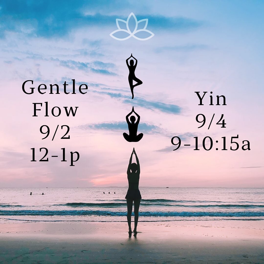 🪷 Hello beautiful Amelia Island people! Here&rsquo;s my Labor Day weekend schedule @centredonyoga 
🪶Gentle Flow 9/2 from 12-1p - non heated. We&rsquo;ll focus on breath with movement and finding fluidity, strength and balance throughout class
🪶Yin