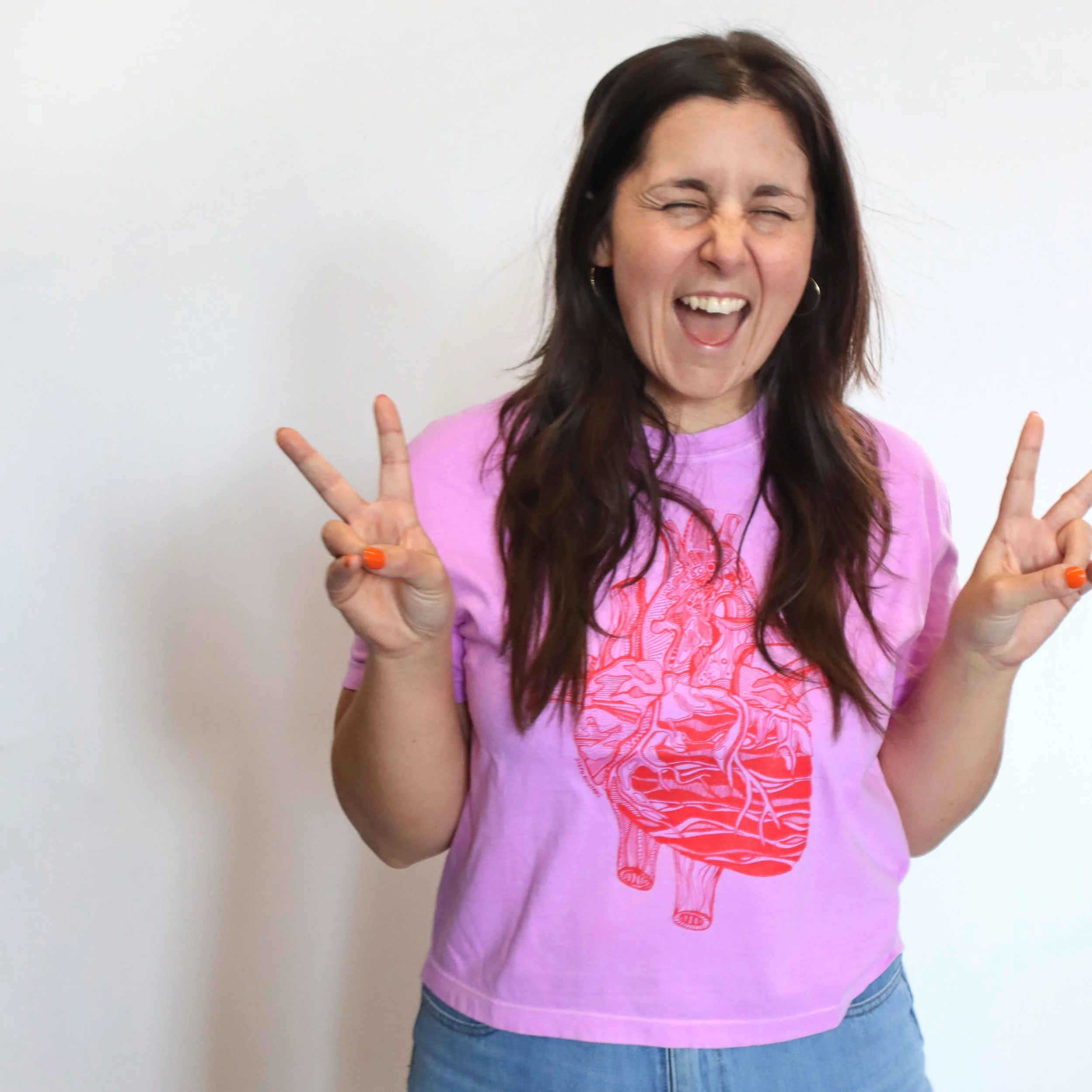 CROPPED BIG HEART TEE - VIOLET