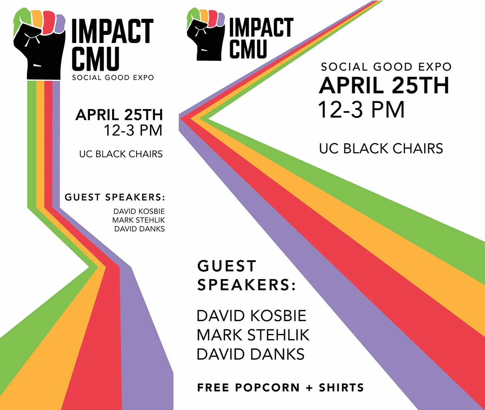 Vertical banner (left) and large building poster (right)